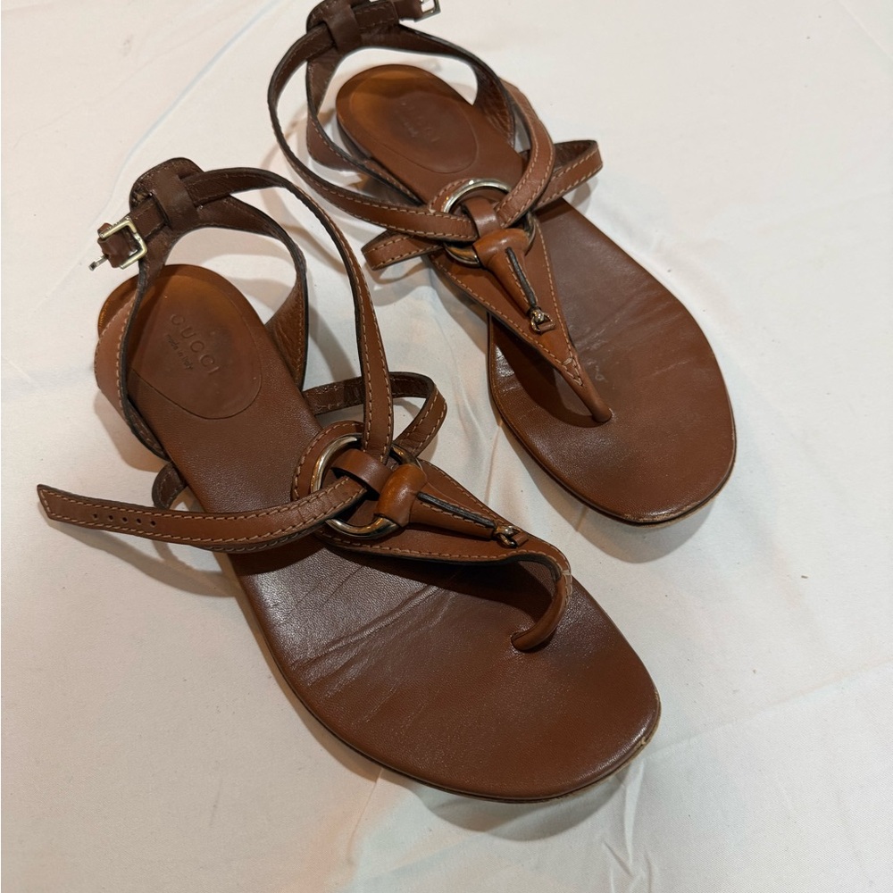 Gucci Brown Leather Women's Sandals
